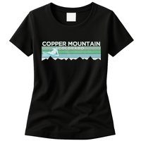 Retro Copper Mountain Colorado Distressed Skiing Womens T-Shirt