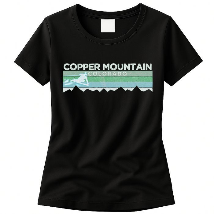 Retro Copper Mountain Colorado Distressed Skiing Womens T-Shirt