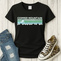 Retro Copper Mountain Colorado Distressed Skiing Womens T-Shirt