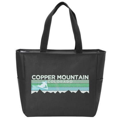 Retro Copper Mountain Colorado Distressed Skiing Zip Tote Bag