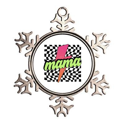 Retro Checkered Mama Metallic Star Ornament