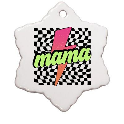 Retro Checkered Mama Ceramic Star Ornament