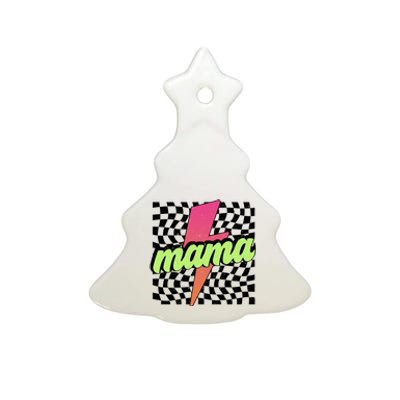 Retro Checkered Mama Ceramic Tree Ornament