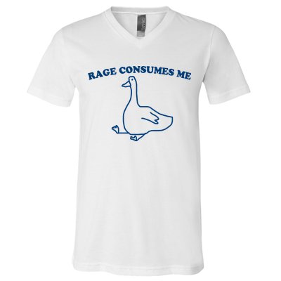 Rage Consumes Me Silly Goose – Funny Angry Goose Meme V-Neck T-Shirt