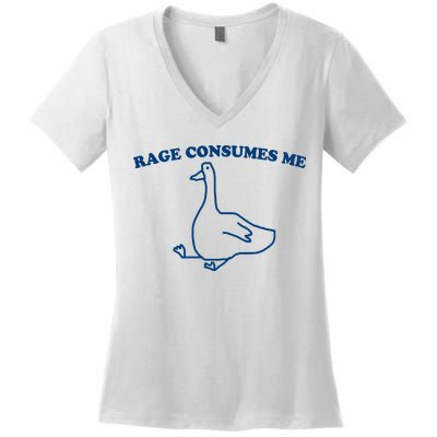 Rage Consumes Me Silly Goose – Funny Angry Goose Meme Women's V-Neck T-Shirt