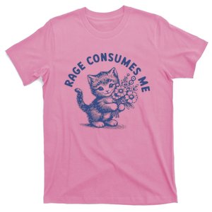 Rage Consumes Me Cat Flower Cute Kitty Cat T-Shirt