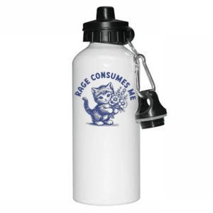 Rage Consumes Me Cat Flower Cute Kitty Cat Aluminum Water Bottle