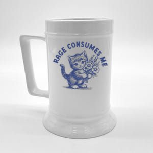 Rage Consumes Me Cat Flower Cute Kitty Cat Beer Stein