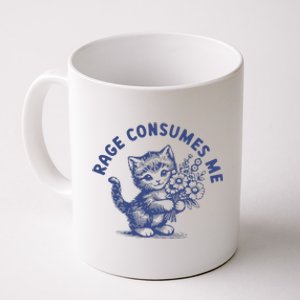 Rage Consumes Me Cat Flower Cute Kitty Cat Coffee Mug