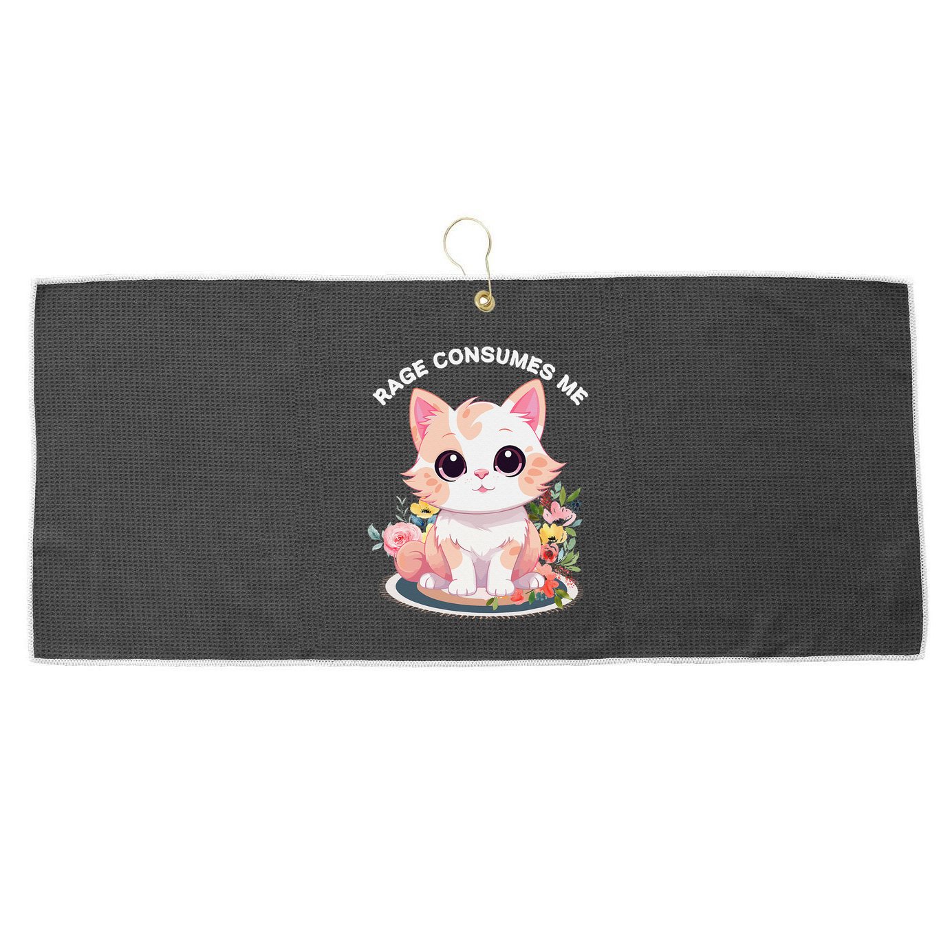 Rage Consumes Me Cat Lovers  Quotes  Meow Girl 2025 Large Microfiber Waffle Golf Towel