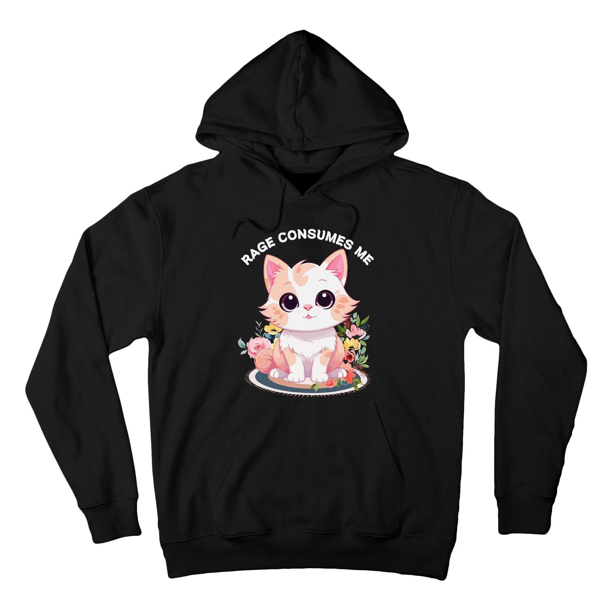 Rage Consumes Me Cat Lovers  Quotes  Meow Girl 2025 Tall Hoodie