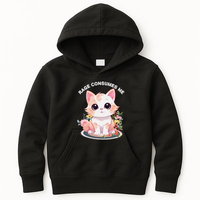 Rage Consumes Me Cat Lovers  Quotes  Meow Girl 2025 Kids Hoodie