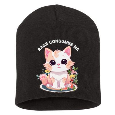 Rage Consumes Me Cat Lovers  Quotes  Meow Girl 2025 Short Acrylic Beanie