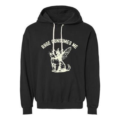 Rage Consumes Me Cat Flower Cute Kitty Cat Meme Garment-Dyed Fleece Hoodie