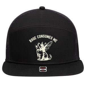 Rage Consumes Me Cat Flower Cute Kitty Cat Meme 7 Panel Mesh Trucker Snapback Hat