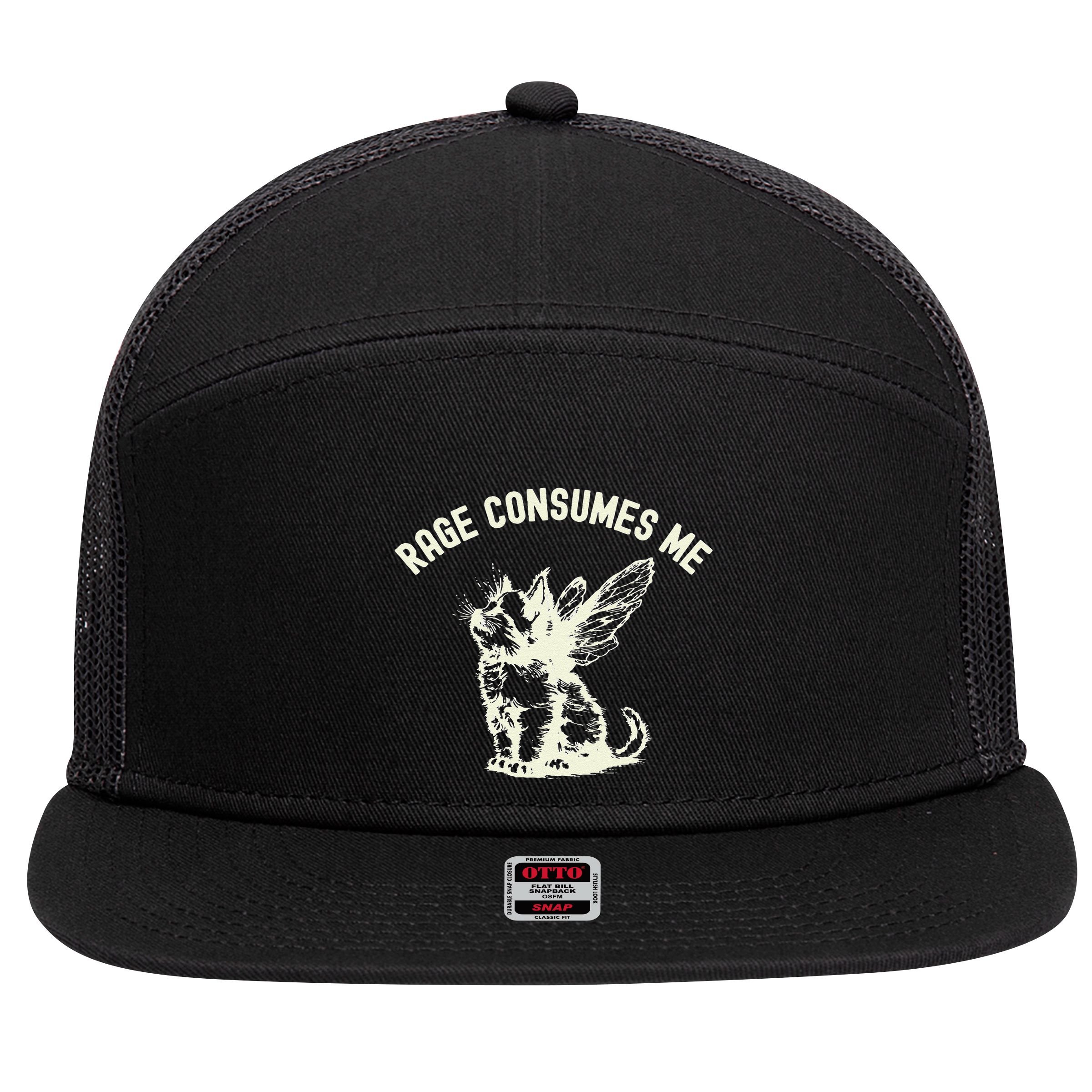 Rage Consumes Me Cat Flower Cute Kitty Cat Meme 7 Panel Mesh Trucker Snapback Hat