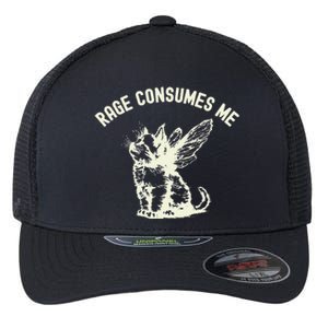 Rage Consumes Me Cat Flower Cute Kitty Cat Meme Flexfit Unipanel Trucker Cap