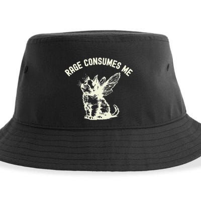 Rage Consumes Me Cat Flower Cute Kitty Cat Meme Sustainable Bucket Hat