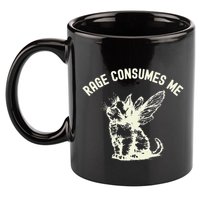 Rage Consumes Me Cat Flower Cute Kitty Cat Meme 11oz C Handle Ceramic Mug