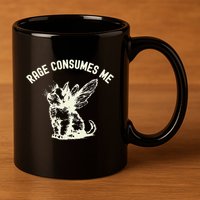 Rage Consumes Me Cat Flower Cute Kitty Cat Meme 11oz C Handle Ceramic Mug