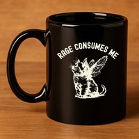 Rage Consumes Me Cat Flower Cute Kitty Cat Meme 11oz C Handle Ceramic Mug