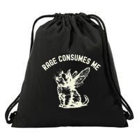 Rage Consumes Me Cat Flower Cute Kitty Cat Meme Drawstring Bag