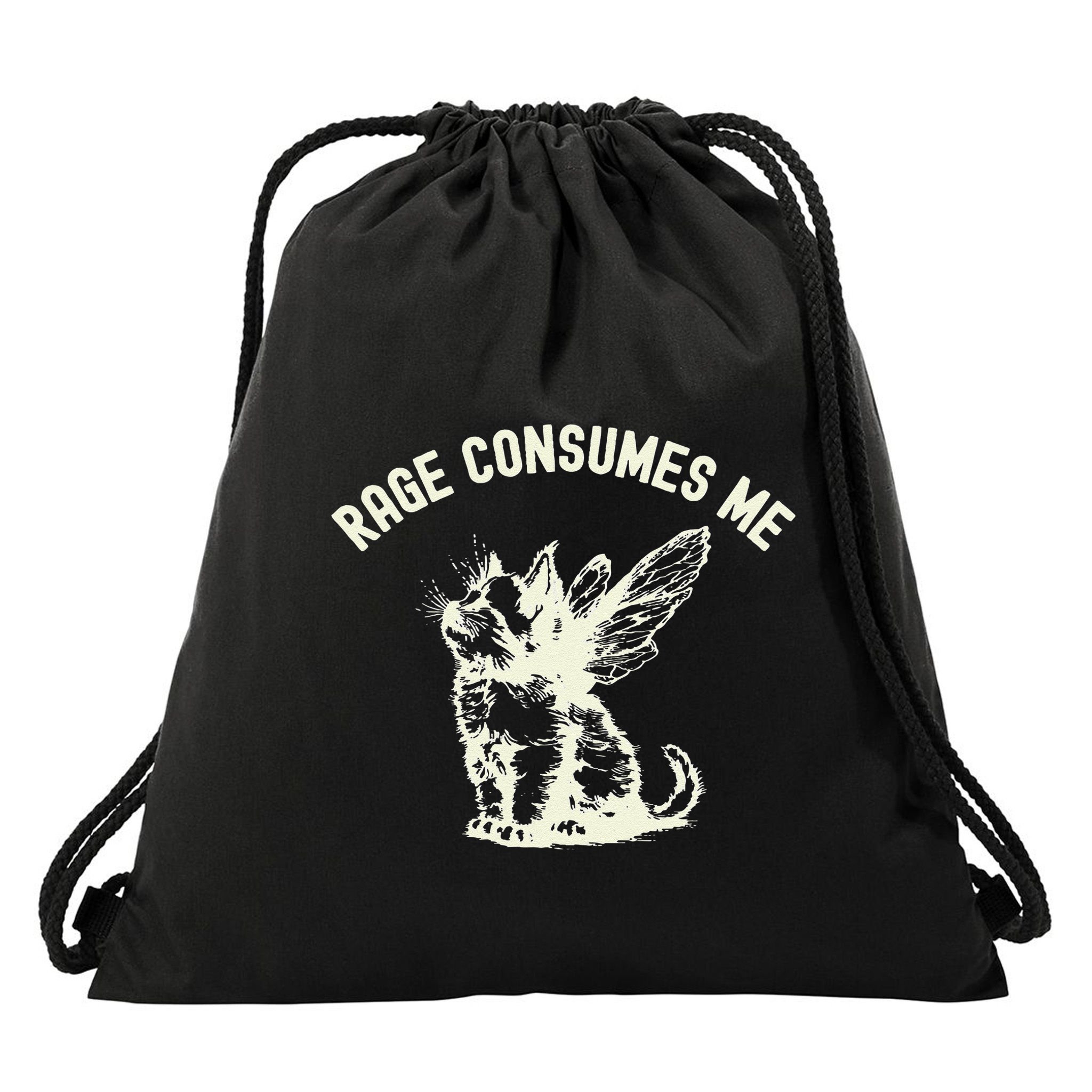 Rage Consumes Me Cat Flower Cute Kitty Cat Meme Drawstring Bag