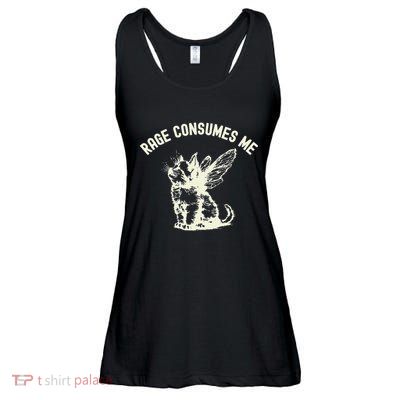 Rage Consumes Me Cat Flower Cute Kitty Cat Meme Ladies Essential Flowy Tank