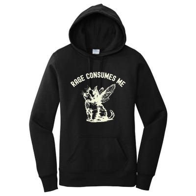 Rage Consumes Me Cat Flower Cute Kitty Cat Meme Women's Pullover Hoodie