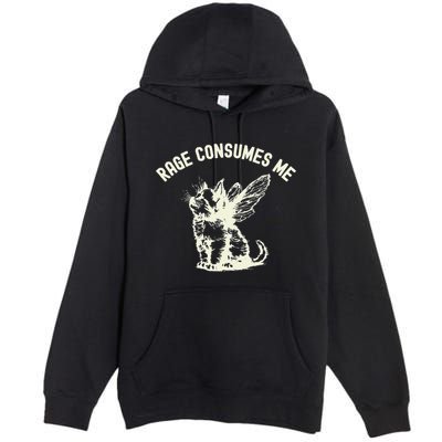 Rage Consumes Me Cat Flower Cute Kitty Cat Meme Premium Pullover Hoodie