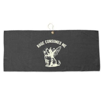 Rage Consumes Me Cat Flower Cute Kitty Cat Meme Large Microfiber Waffle Golf Towel