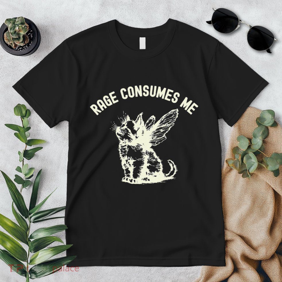 Rage Consumes Me Cat Flower Cute Kitty Cat Meme Premium T-Shirt