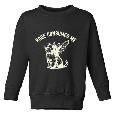 Rage Consumes Me Cat Flower Cute Kitty Cat Meme Toddler Sweatshirt