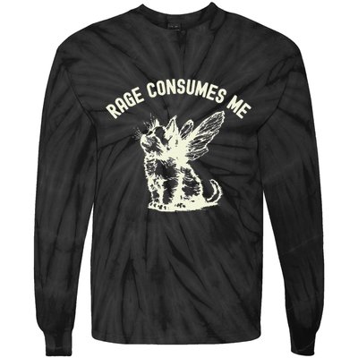 Rage Consumes Me Cat Flower Cute Kitty Cat Meme Tie-Dye Long Sleeve Shirt