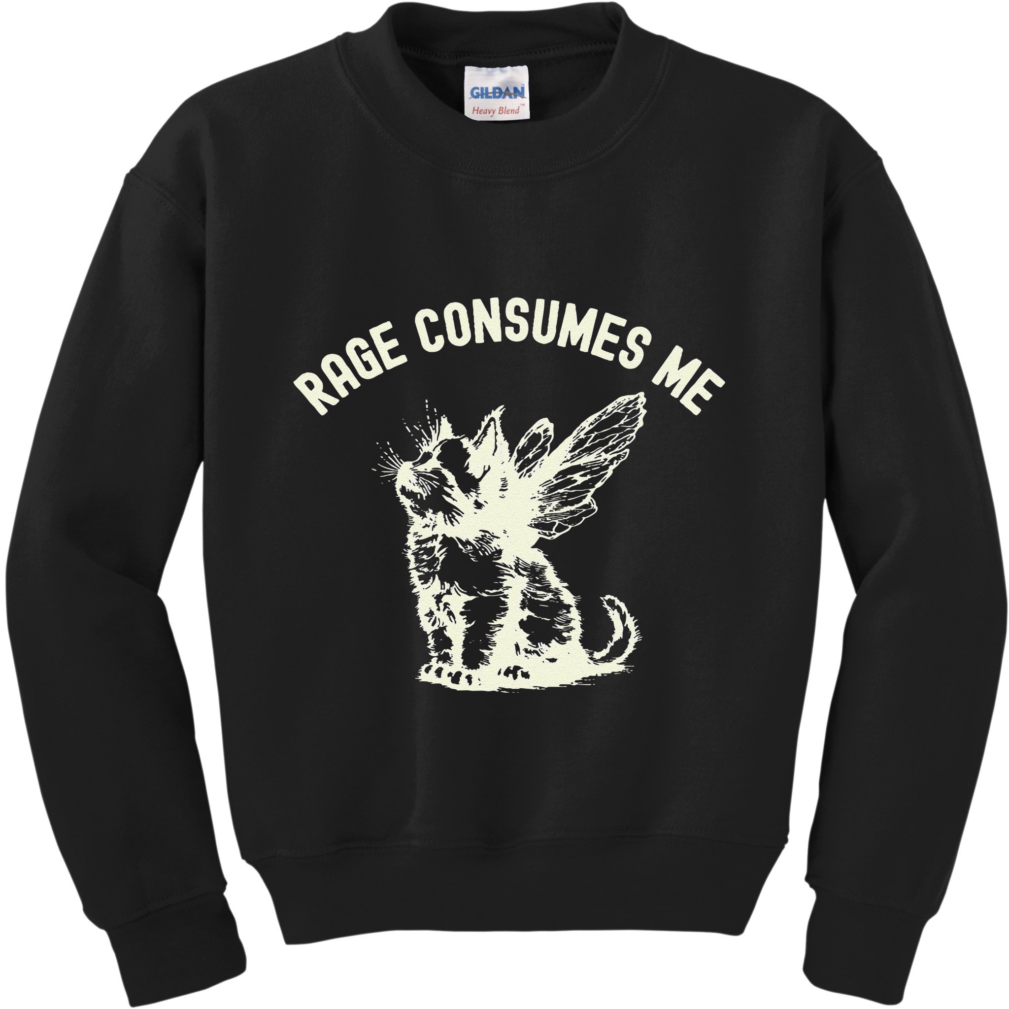 Rage Consumes Me Cat Flower Cute Kitty Cat Meme Kids Sweatshirt