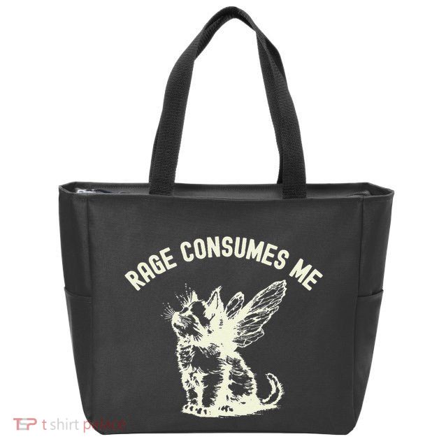 Rage Consumes Me Cat Flower Cute Kitty Cat Meme Zip Tote Bag