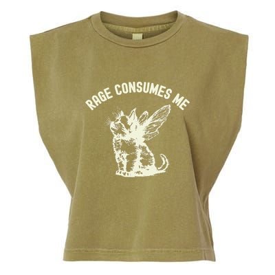 Rage Consumes Me Cat Flower Cute Kitty Cat Meme Garment-Dyed Women's Muscle Tee