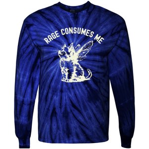 Rage Consumes Me Cat Flower Cute Kitty Cat Meme Tie-Dye Long Sleeve Shirt