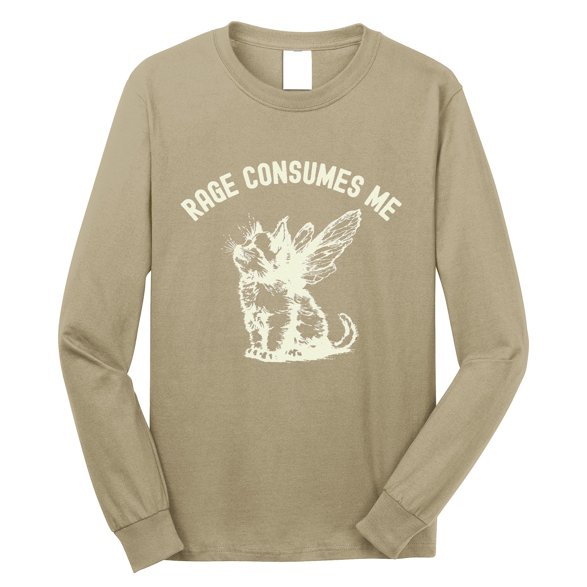 Rage Consumes Me Cat Flower Cute Kitty Cat Meme Long Sleeve Shirt