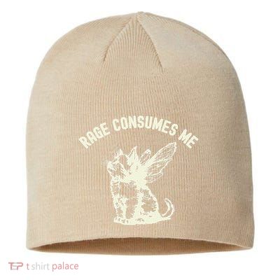 Rage Consumes Me Cat Flower Cute Kitty Cat Meme Sustainable Beanie