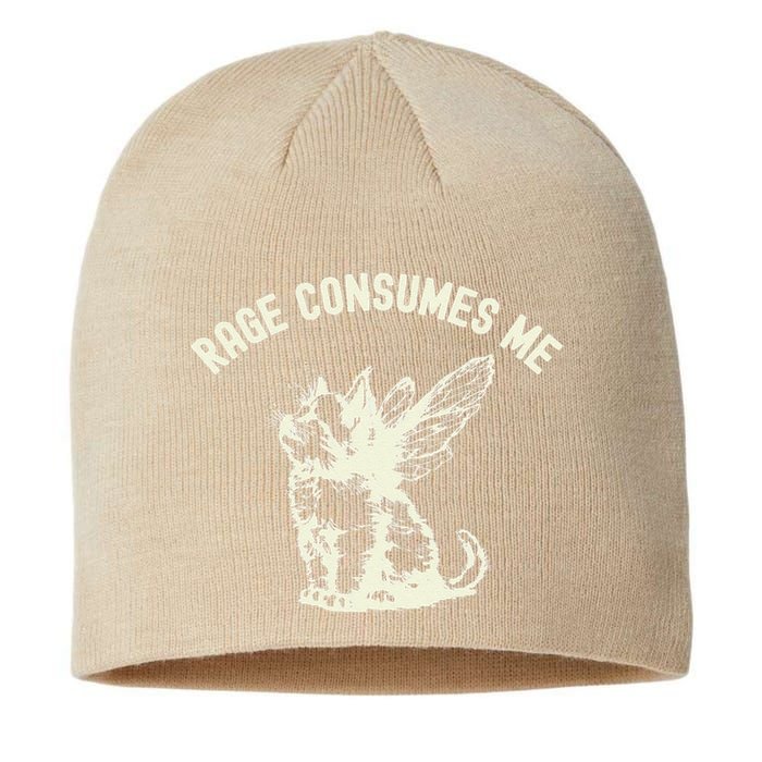 Rage Consumes Me Cat Flower Cute Kitty Cat Meme Sustainable Beanie