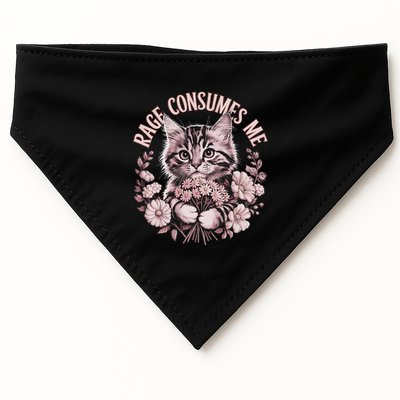 Rage Consumes Me Cottage Core Cat Meme Aesthetic USA-Made Doggie Bandana