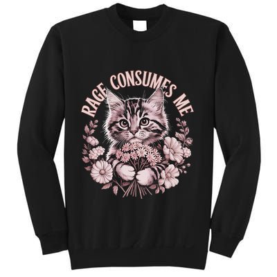 Rage Consumes Me Cottage Core Cat Meme Aesthetic Sweatshirt