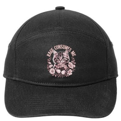 Rage Consumes Me Cottage Core Cat Meme Aesthetic 7-Panel Snapback Hat