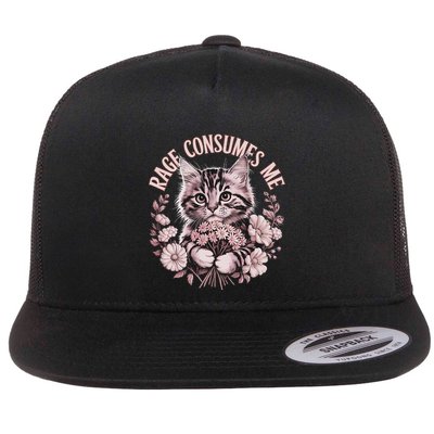 Rage Consumes Me Cottage Core Cat Meme Aesthetic Flatbill Hat