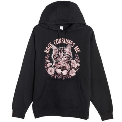 Rage Consumes Me Cottage Core Cat Meme Aesthetic Premium Pullover Hoodie