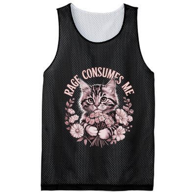 Rage Consumes Me Cottage Core Cat Meme Aesthetic Mesh Reversible Basketball Jersey Tank