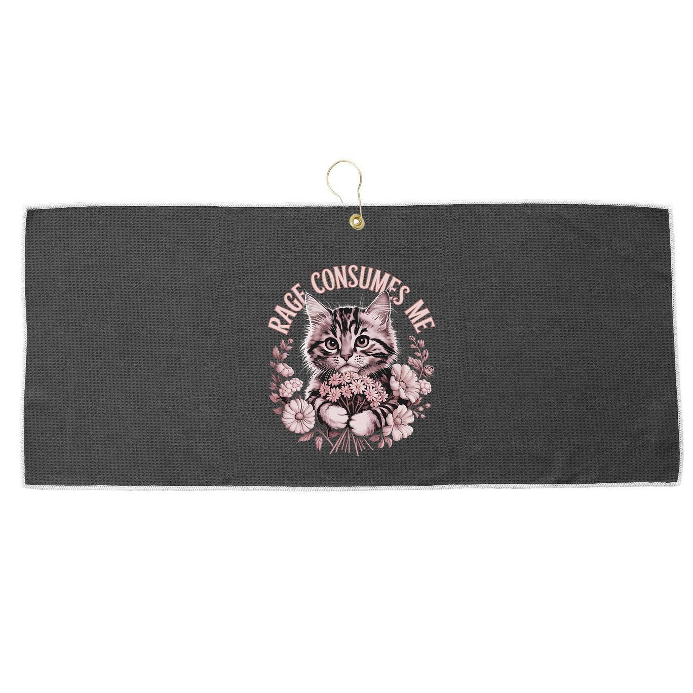 Rage Consumes Me Cottage Core Cat Meme Aesthetic Large Microfiber Waffle Golf Towel