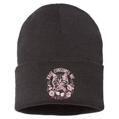 Rage Consumes Me Cottage Core Cat Meme Aesthetic Sustainable Knit Beanie