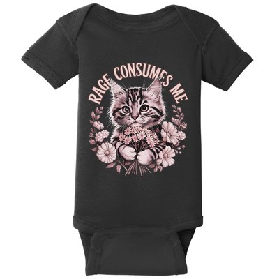 Rage Consumes Me Cottage Core Cat Meme Aesthetic Baby Bodysuit